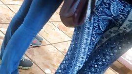 Tight leggings patterned jeans ass booty