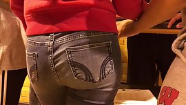 Skinny latina nice ass in tight jeans UP CLOSE