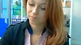 Russian cam girl at work masturbating