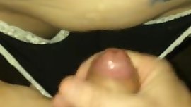 NO dad cumshot on pantie before work