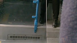 jerking on a bus front of a blonde teen