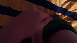 Teen rubs cock hard and pisses everywhere