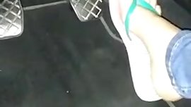 candid teen pedal pumping with flip flops chinelos