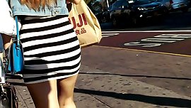 Leggy Japanese College Girl Tight Minidress Walking