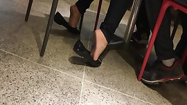 Amateur soft girl feet and soles in mall