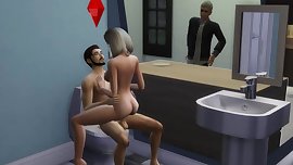 The Sims 4 Porn: Roommate catches couple fucking on the toilet, oops!