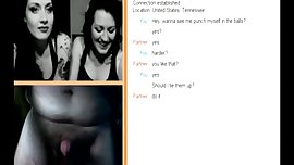 2 Goth Mistresses watching hard ballbusting live