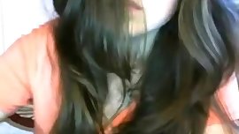 Girl tries to not get caught while chat online