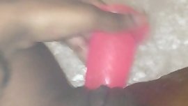 Slimmm fucks her pretty pussy with big dildo