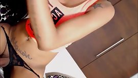 She-doll plays with her long dick on cam