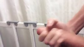 tall teen playing with big cock and cum