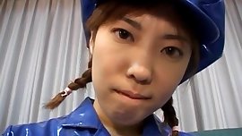 Marino Orihara with pigtails and in cheerleader outfit gets fingered