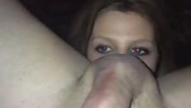 Adorable girl rims, ball sucks and takes a facial.