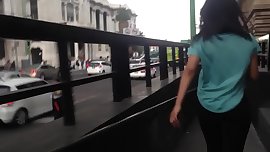 Cum on girl in public, spandex ass