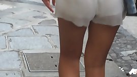 French ass - short transparent dress