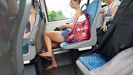 hot teen on train with short and wonderful legs