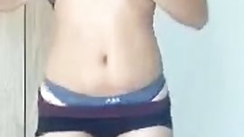 Brunette chinese stripping