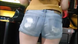 HOT BACK VIEW AT CHINESE AMUSEMENT ARCADE
