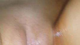 Amateur close up- cock rubbing dirty house wife's tight wet pussy and clit