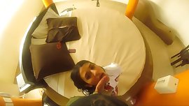 Cute teen sucks and rides my cock after class