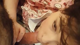 Little sister sucks cock