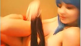 OMG Blue Haired Big Tits Babe On Cam Merry Xmas FMJ